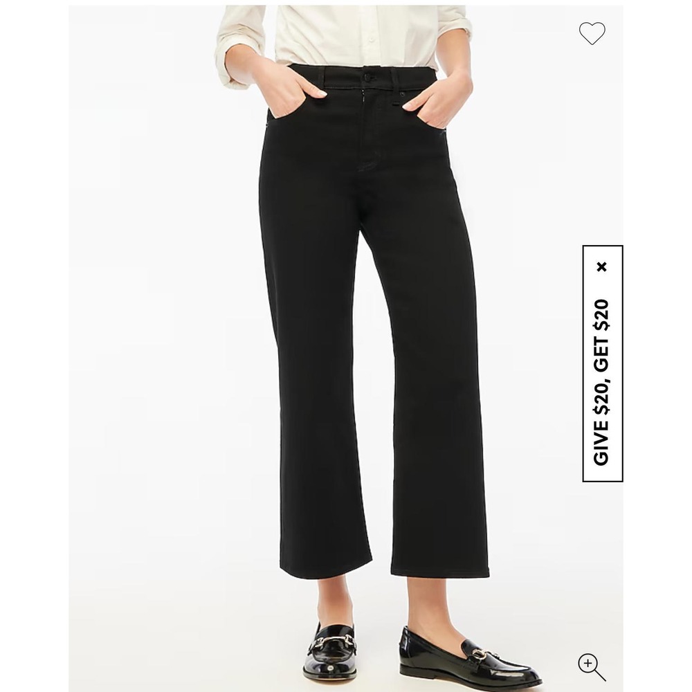 J Crew Black High Rise Wide Leg Crop All Day Stretch Jeans Size 31T‎